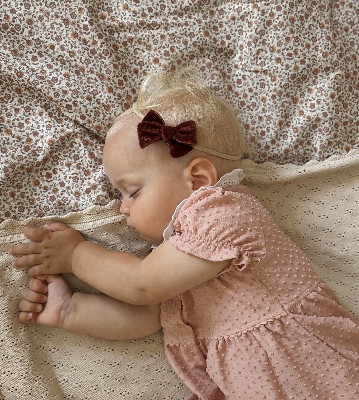Petite Pinwheel Bow | Mahogany Velvet