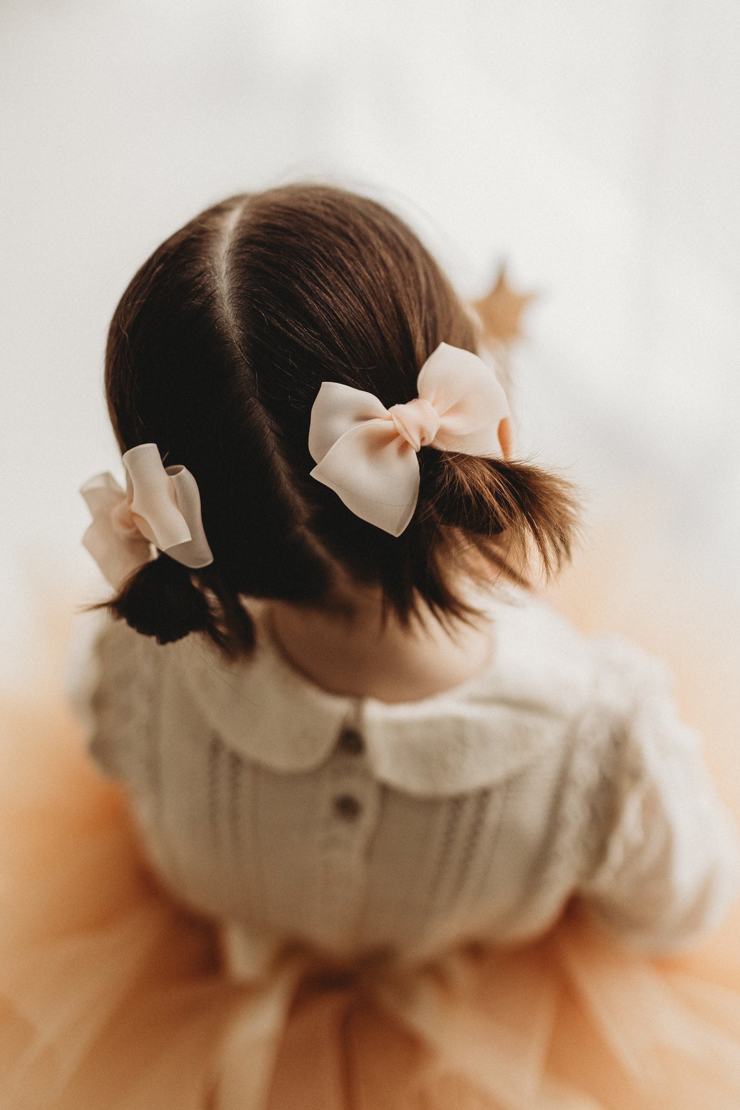 Pigtail Bows | Marshmallow Chiffon - Soft Peach