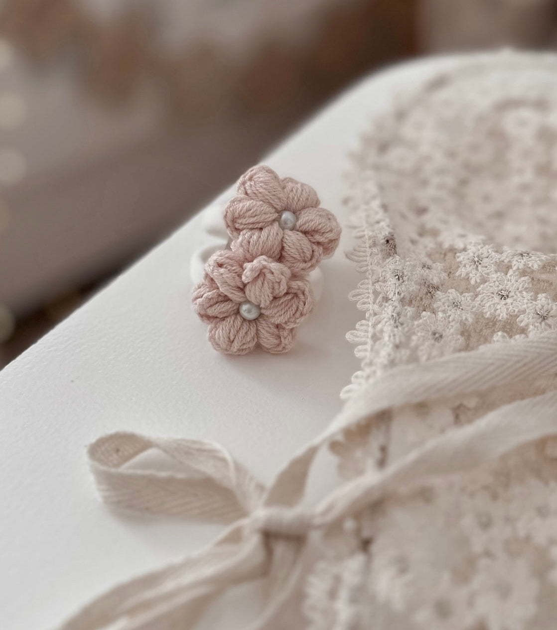 Camellia Crochet Bobbles | Blush Beige (2pk)