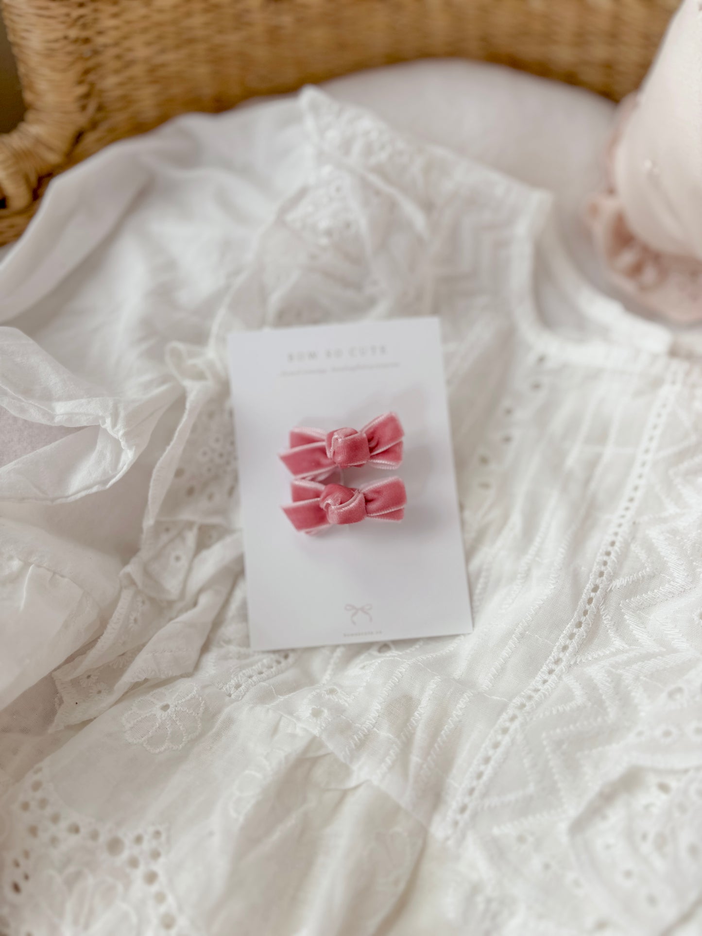Mini Bow Clips | Dusky Rose Velvet