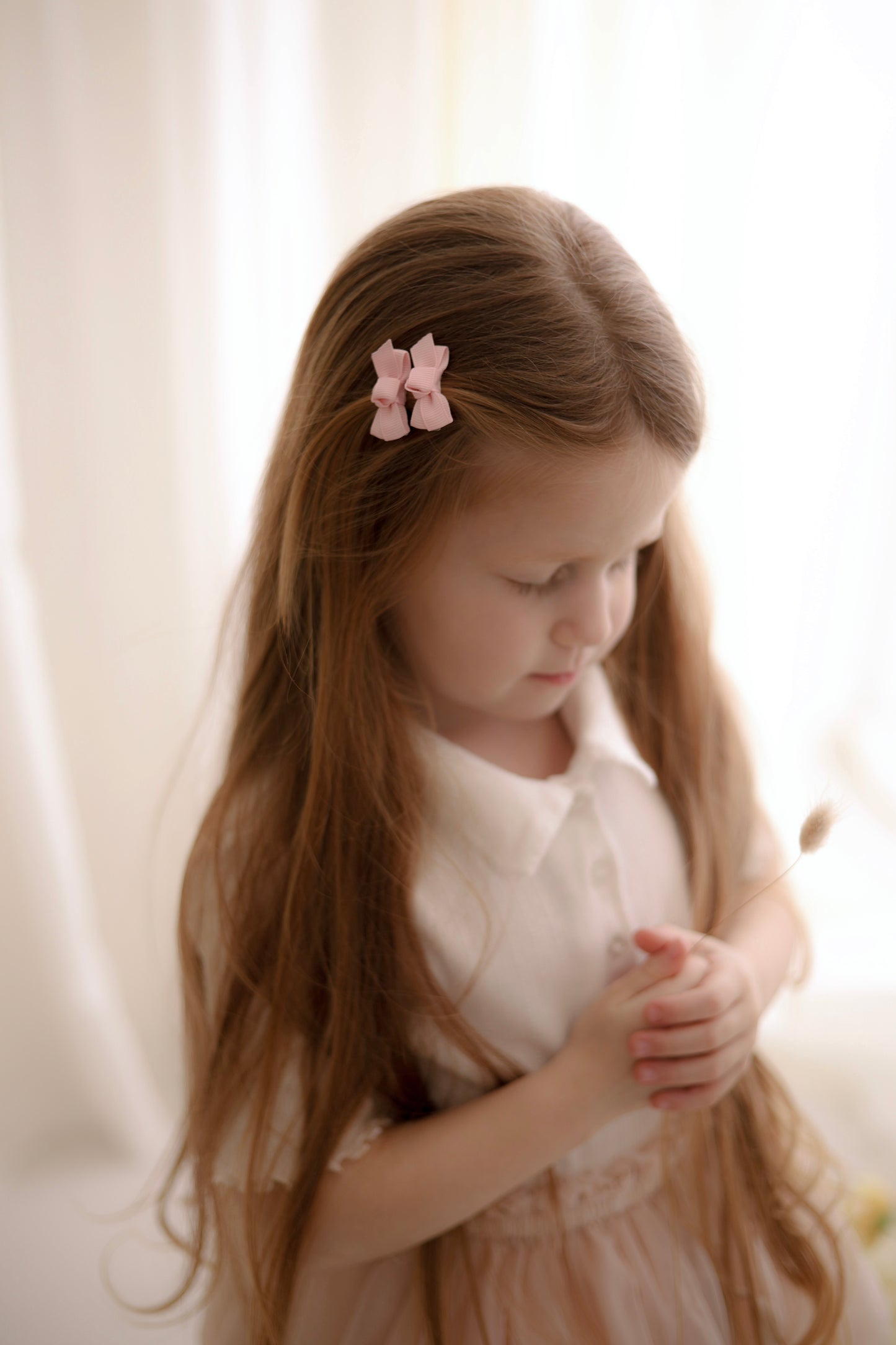 Mini Bow Clips | Petal Pink