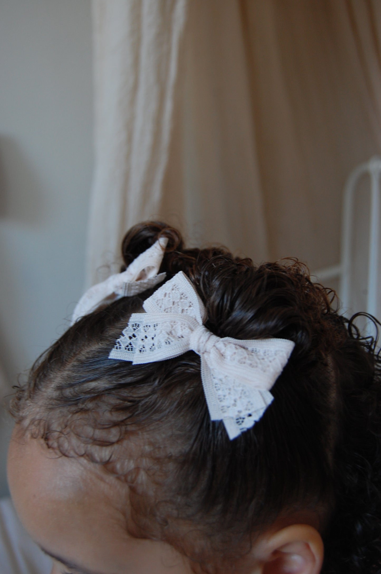 Lace Pigtail Bows | Pink Sand