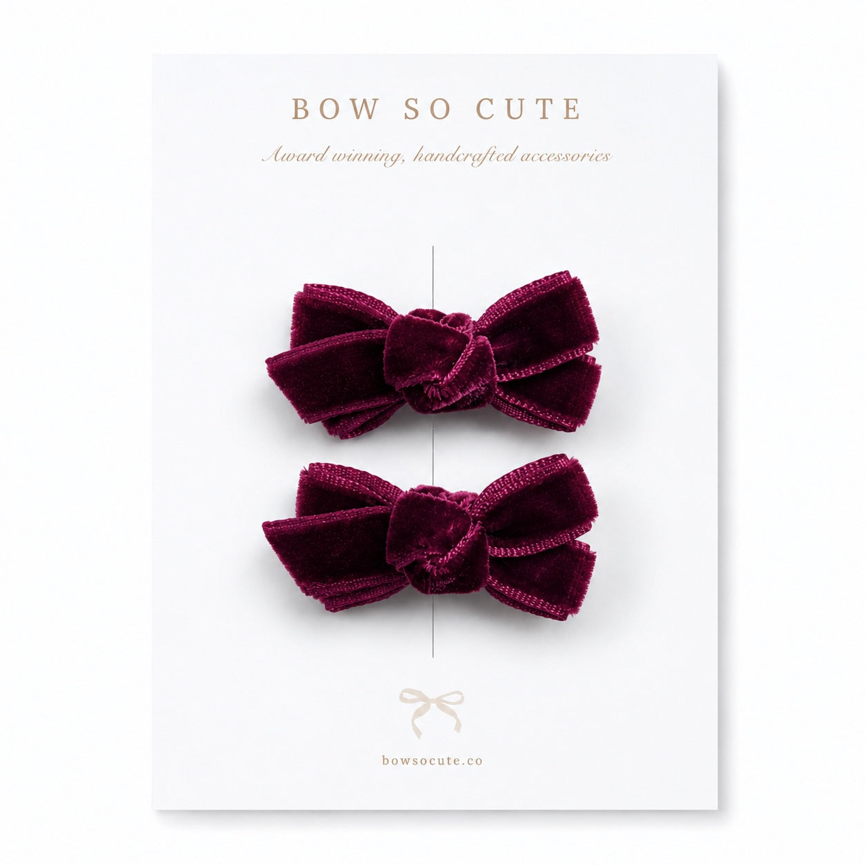 Mini Bow Clips | Rich Berry Velvet