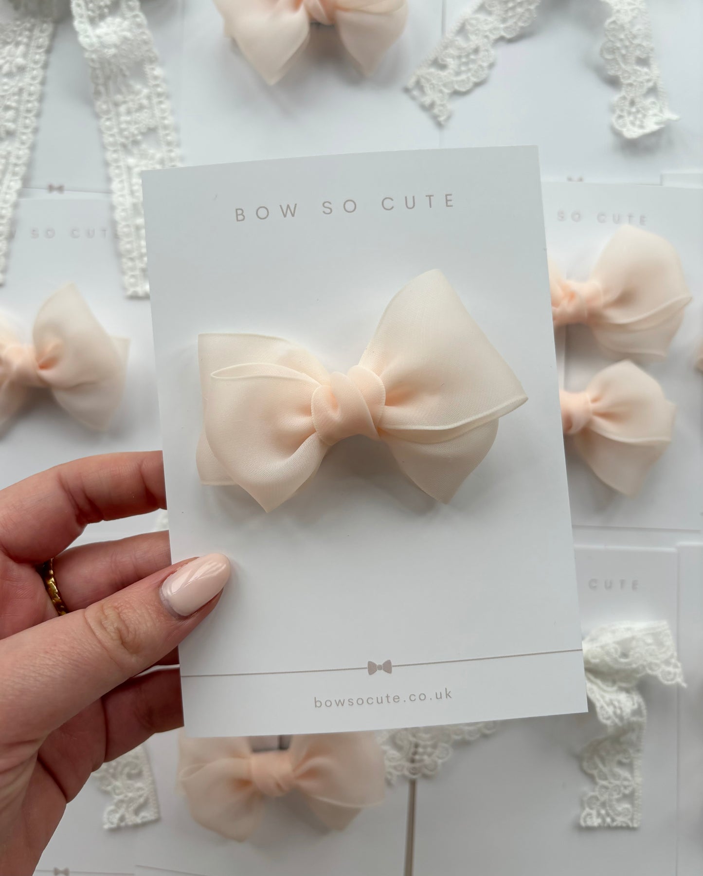 Bow | Marshmallow Chiffon - Soft Peach (Clip or Headband)