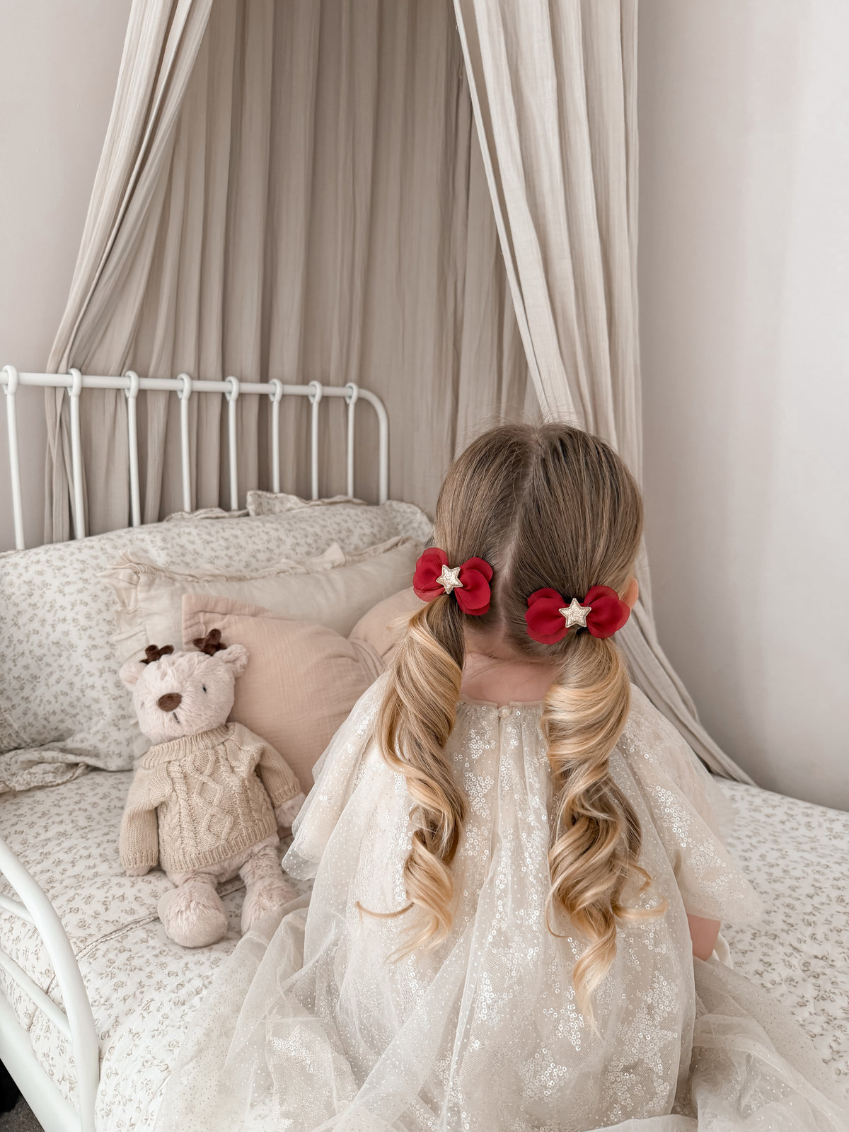Stardust Pigtail Bows | Red