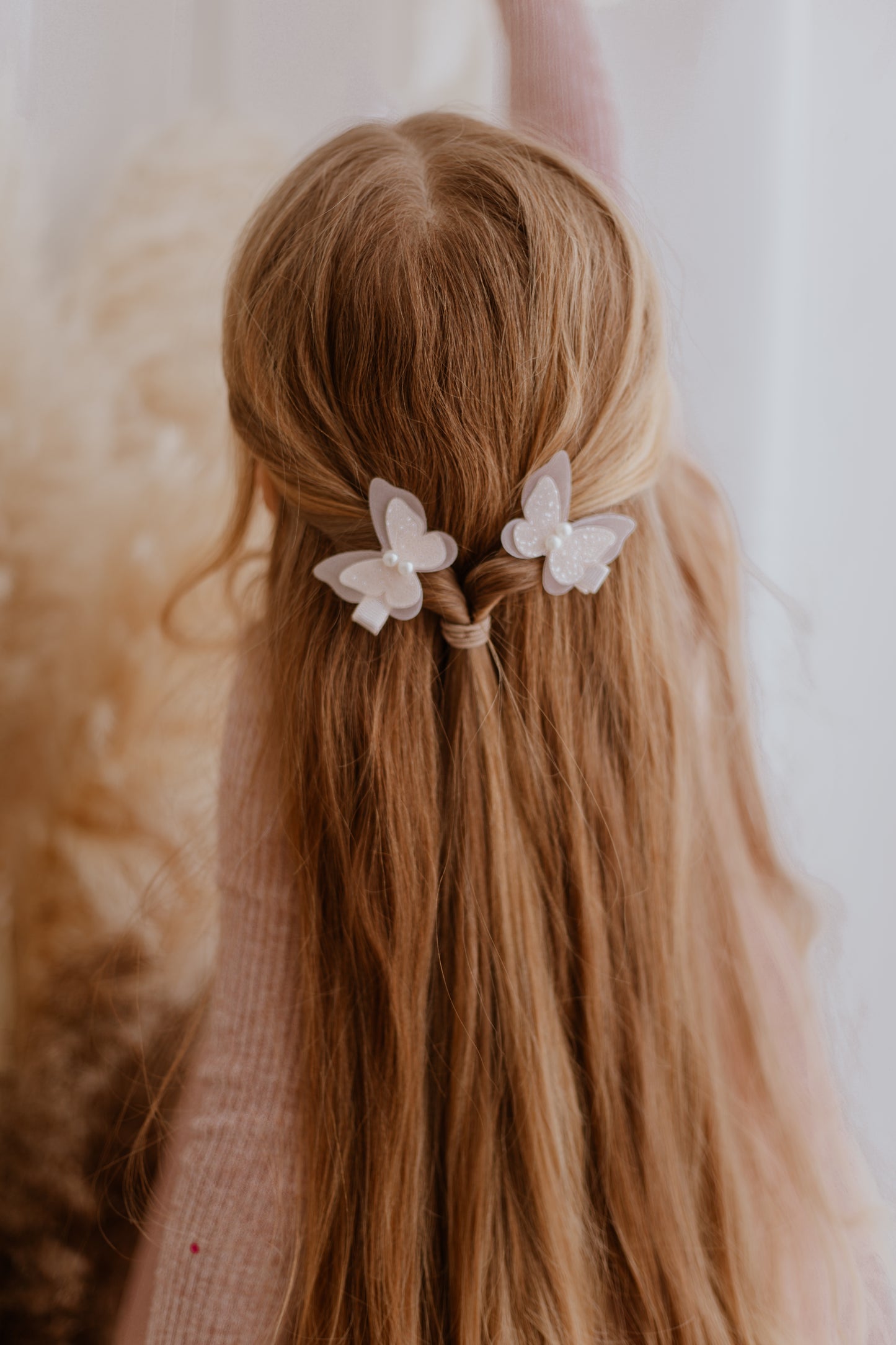 Pigtail Glimmer Butterfly Clips | Seashell