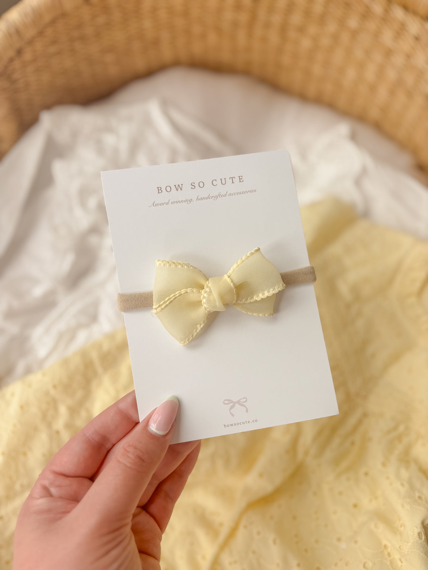 Petite Chiffon Bow | Pastel Yellow (Clip or Headband)