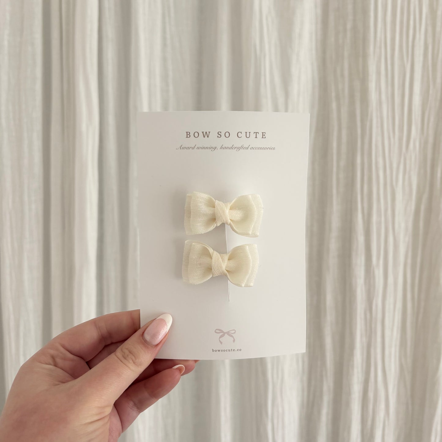 Petite Pigtail Bows | Ivory