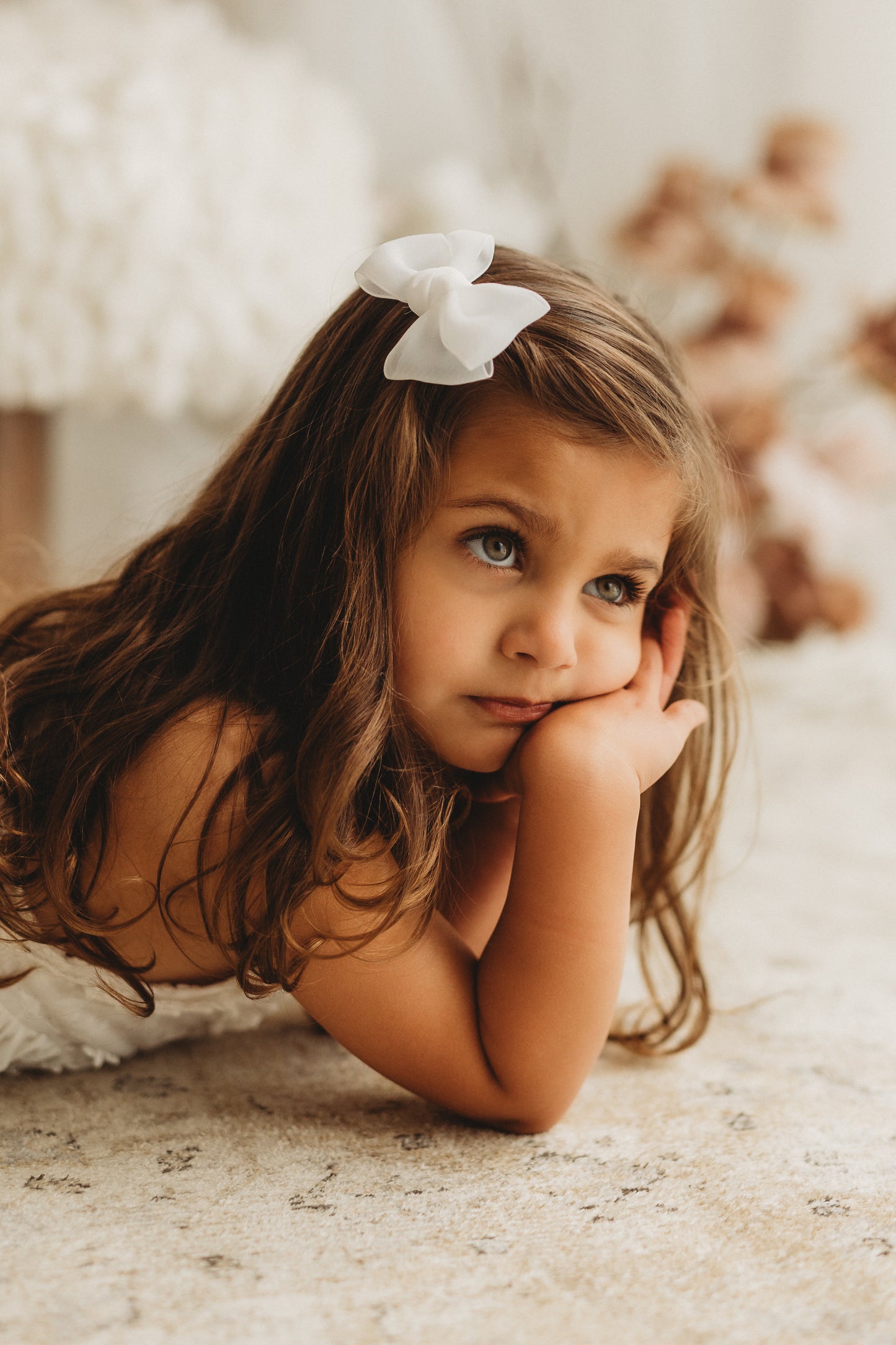 Bow | Marshmallow Chiffon - White (Clip or Headband)