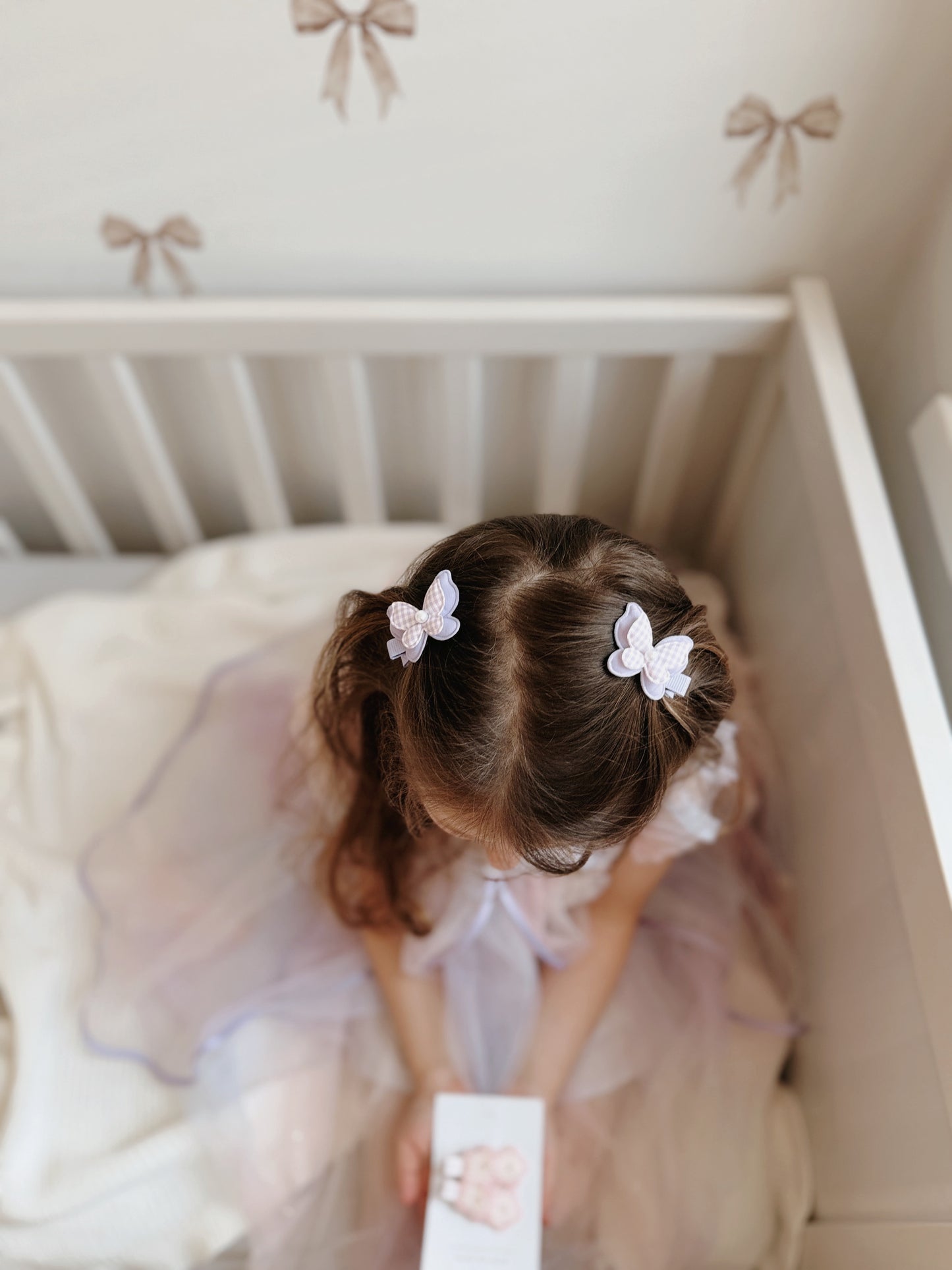 Pigtail Butterfly Clips | Lavender Pearl