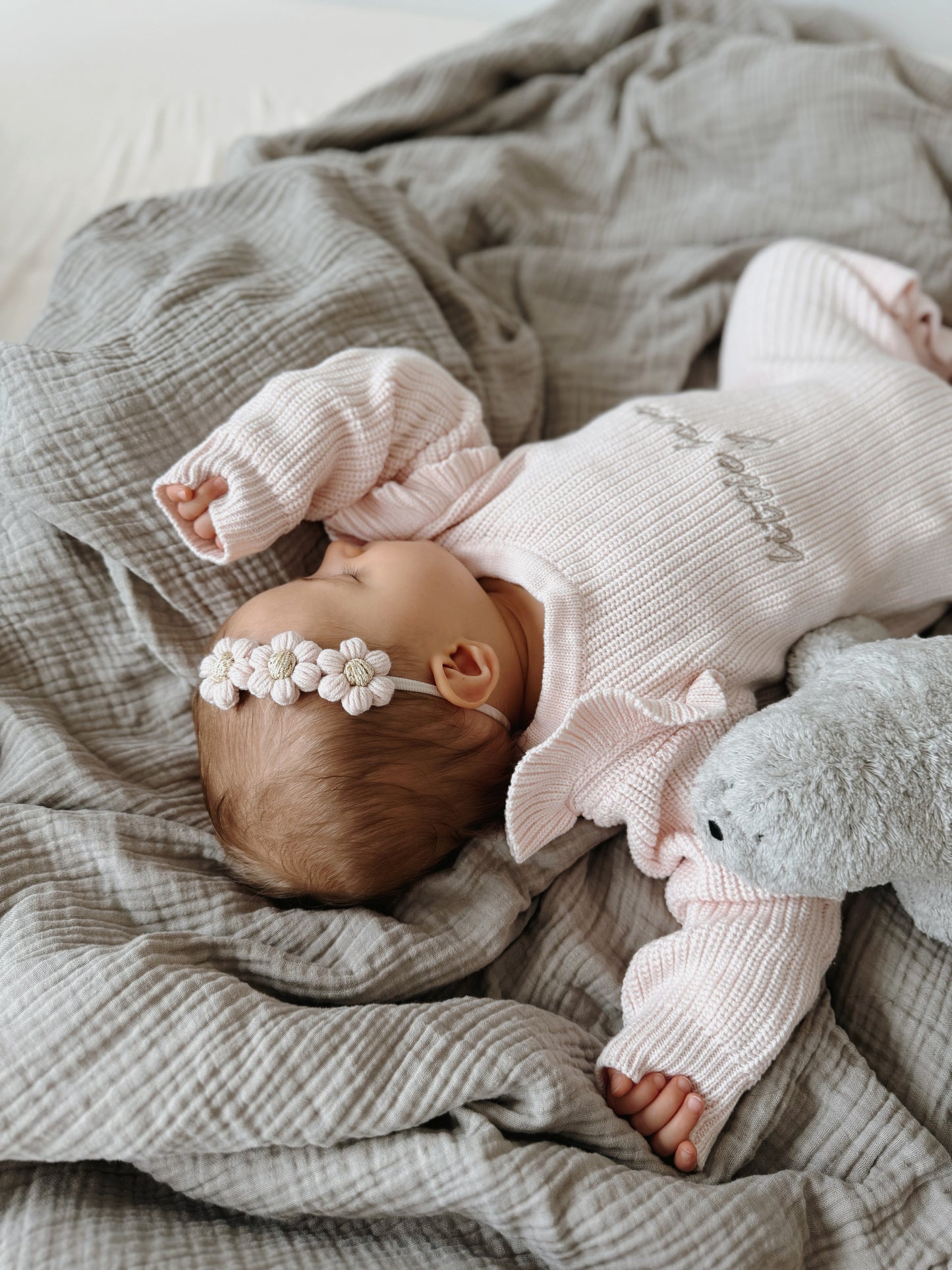 Dainty Headband | Blush & Gold Daisies