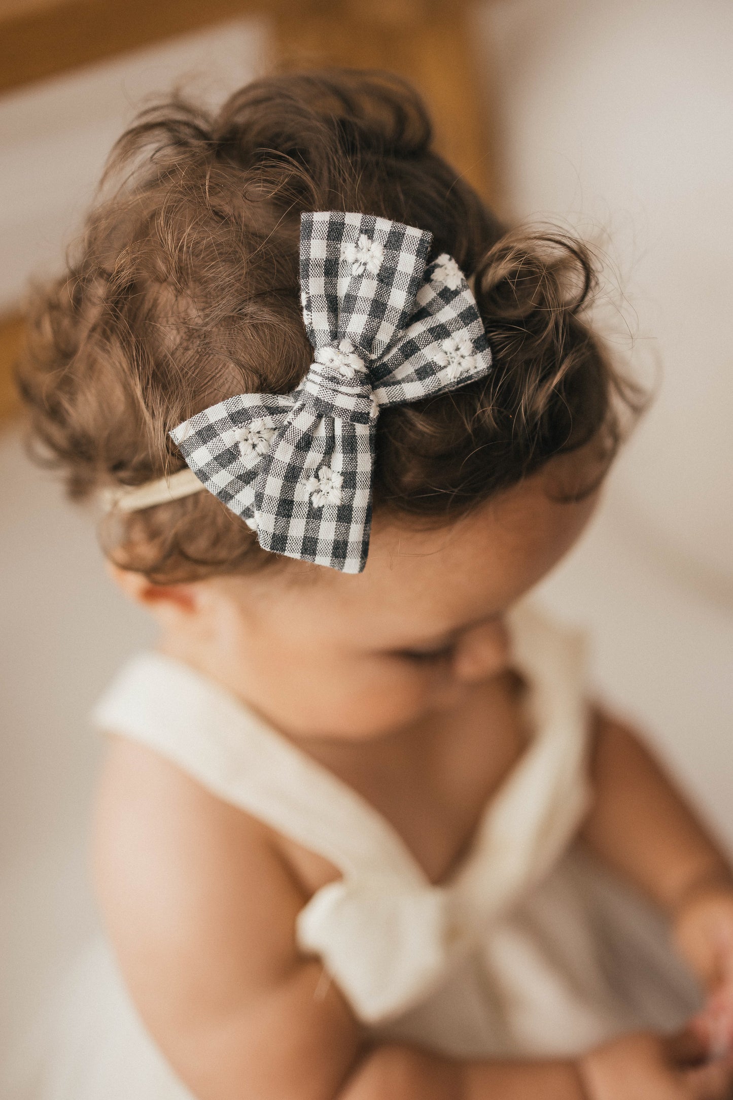 Classic Bow | Monochrome Gingham Floral