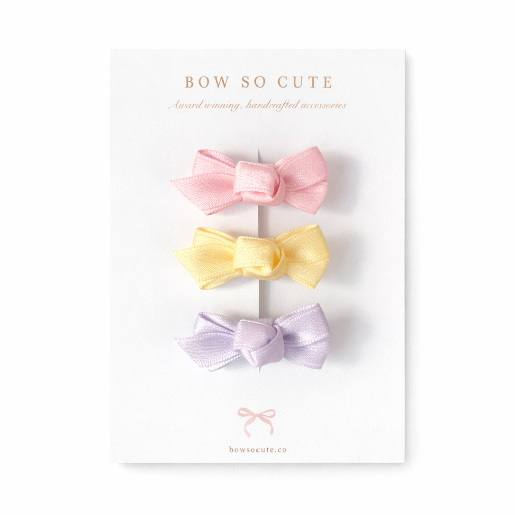 Mini Bow Trio | Satin Pastels