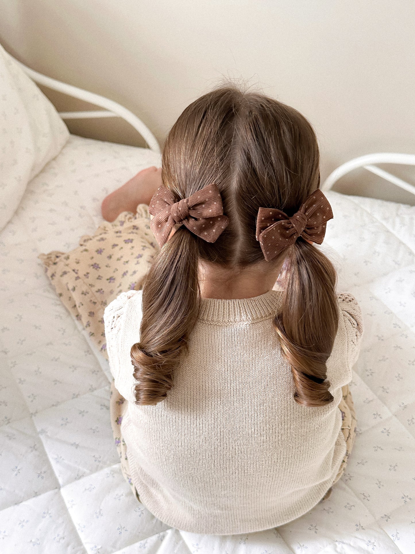 Classic Pigtail Bows | Cocoa Corduroy