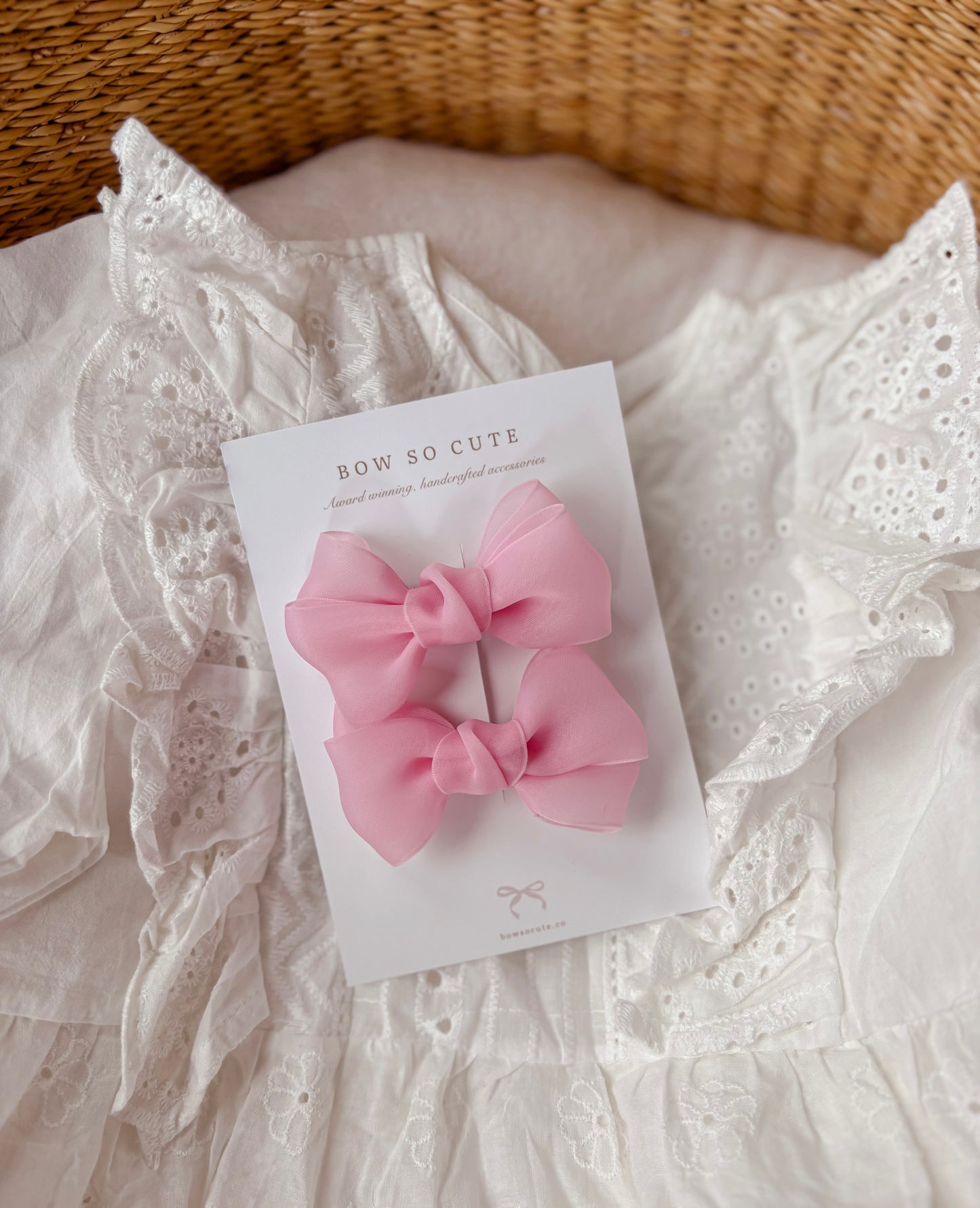 Pigtail Bows | Marshmallow Chiffon - Rosey Pink