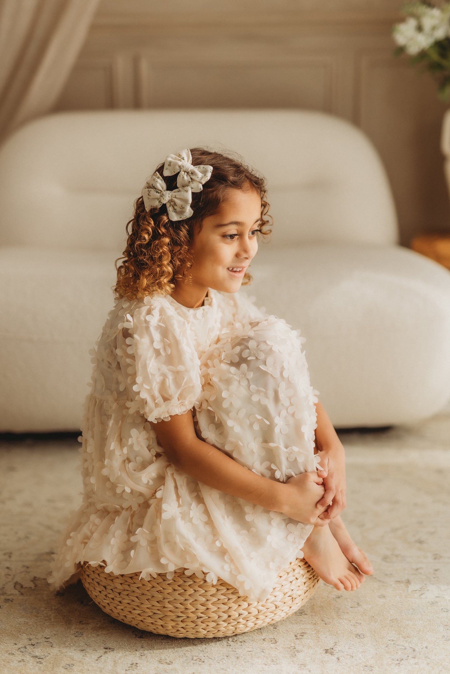 Petite Pinwheel Pigtail Bows | Dainty Floral