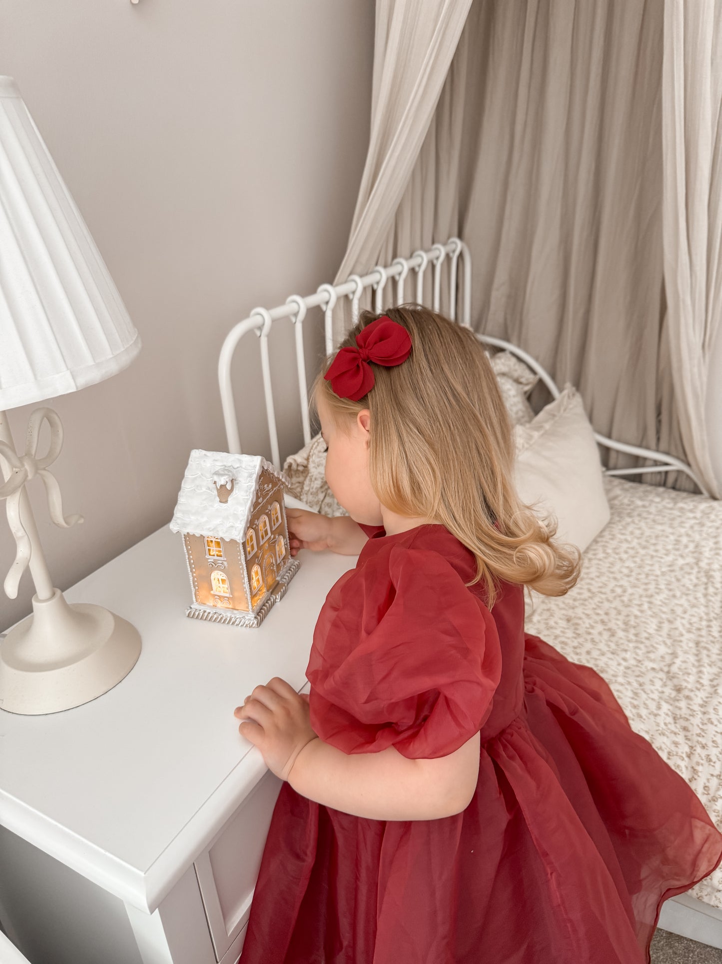 Pixie Bow | Berry Red (Clip or Headband)