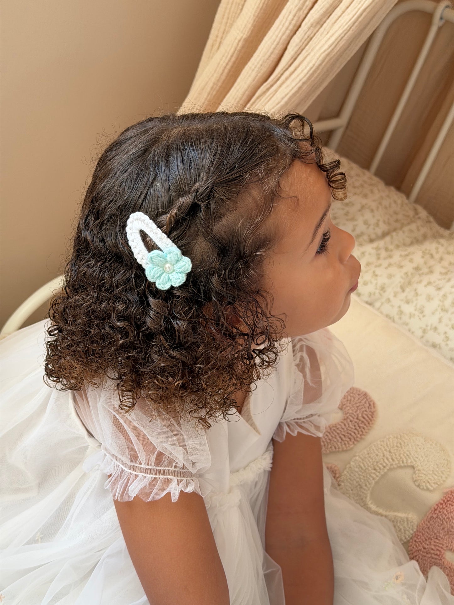 Daisy Pearl Clip | Aqua