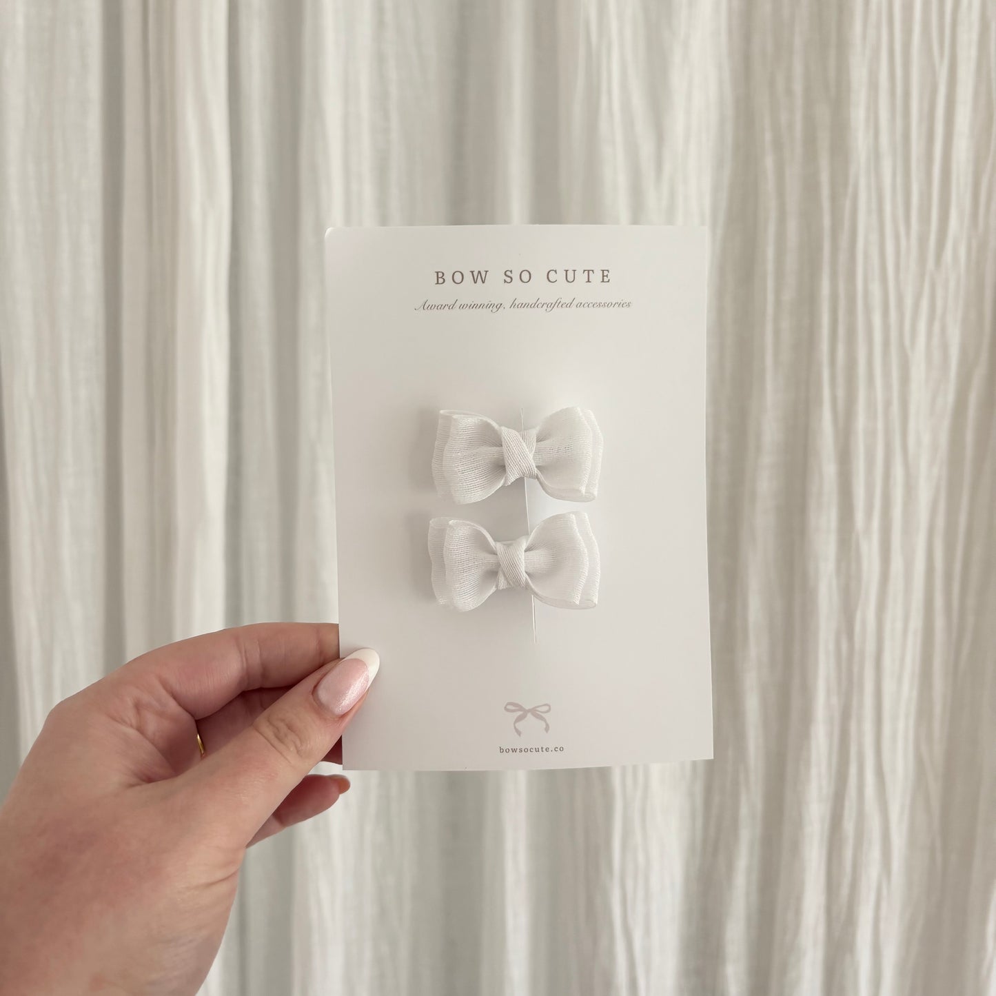 Petite Pigtail Bows | White