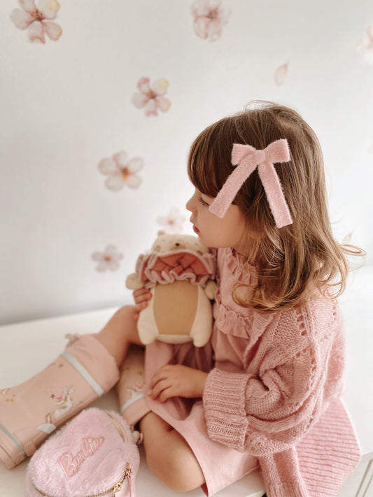 Midi Bow | Blush Fluffy Knit