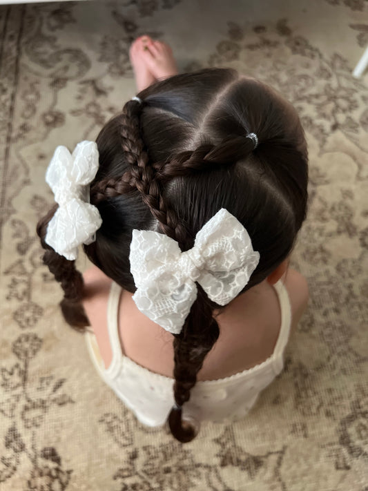 Petite Pinwheel Pigtail Bows | Angel