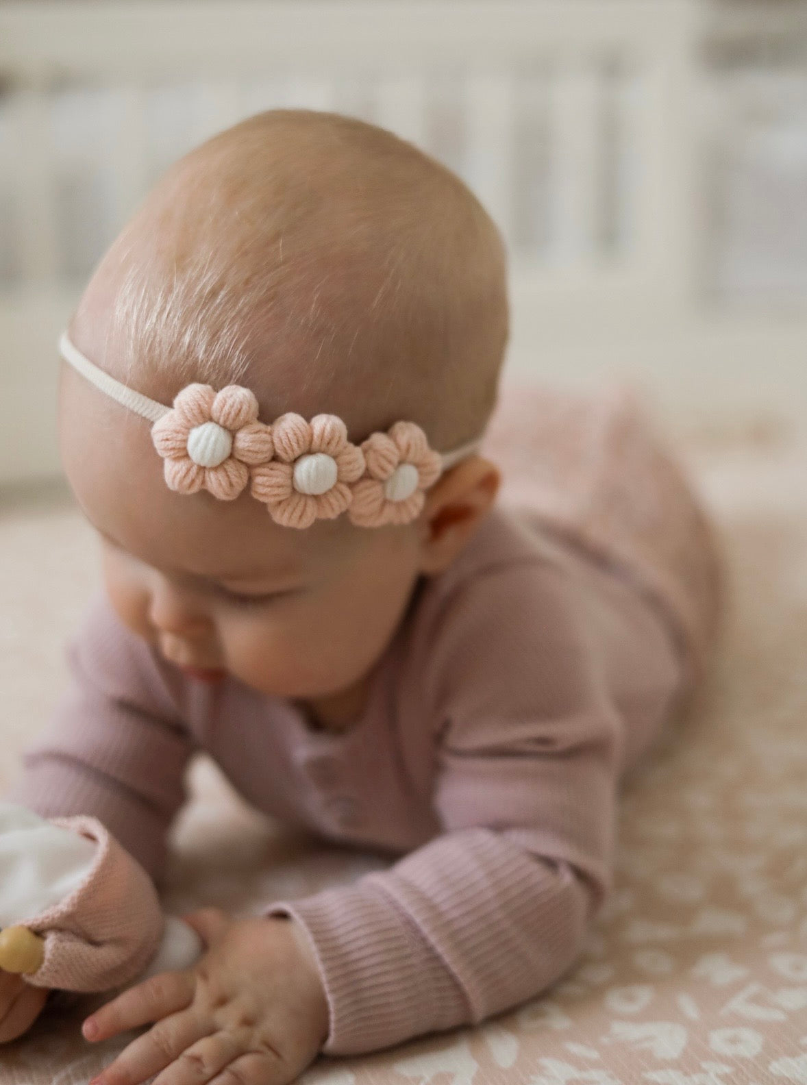 Dainty Headband | Petite Peachy Pink Daisies