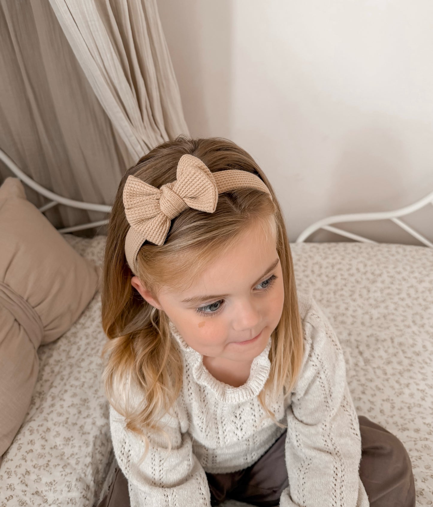 Bow Alice Band | Tan Waffle