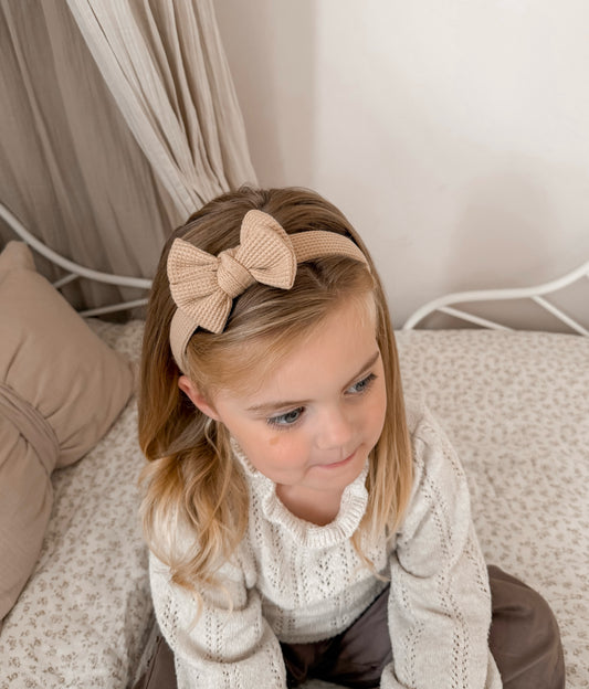 Bow Alice Band | Tan Waffle