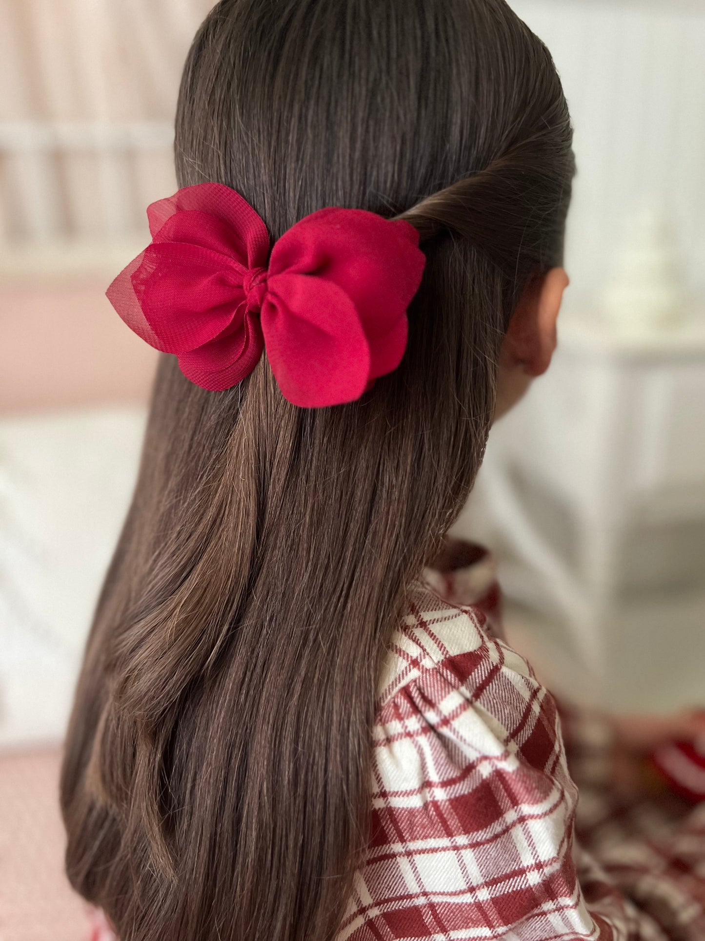 Pixie Bow | Berry Red (Clip or Headband)