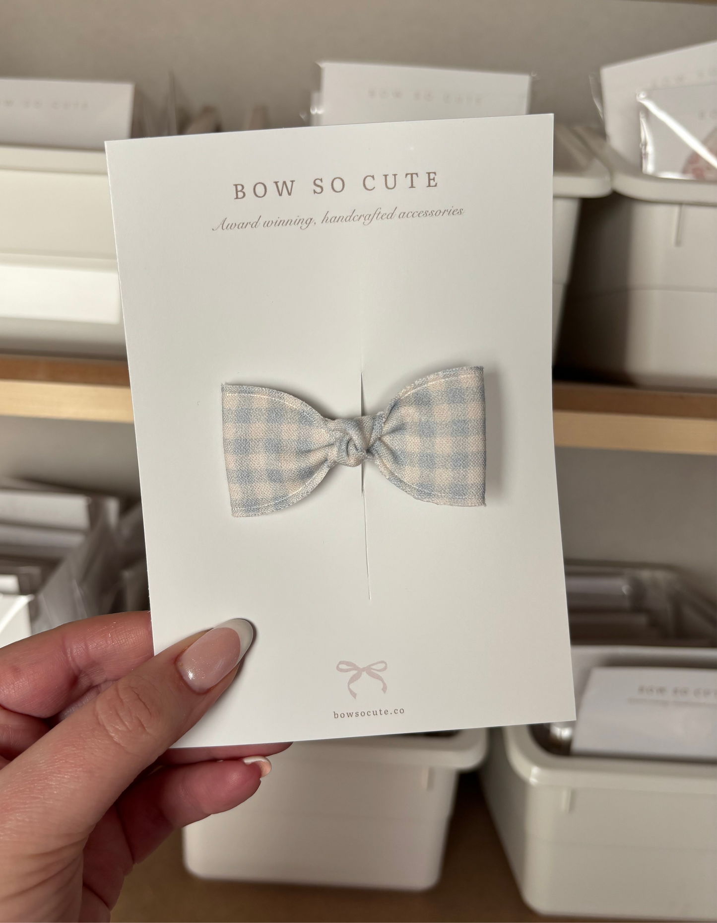 Knotted Bow | Soft Blue Gingham