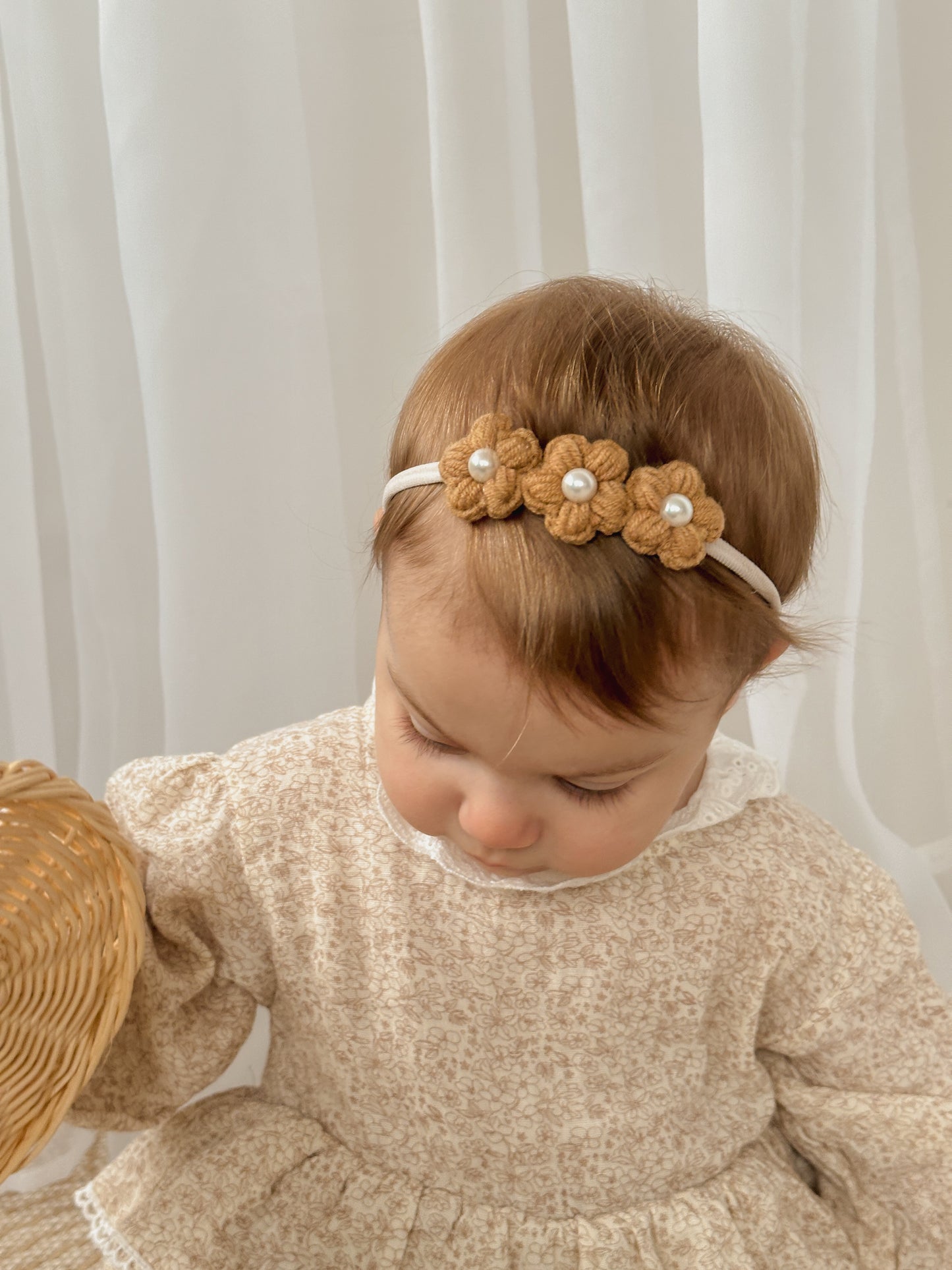 Dainty Headband | Pearly Golden Brown