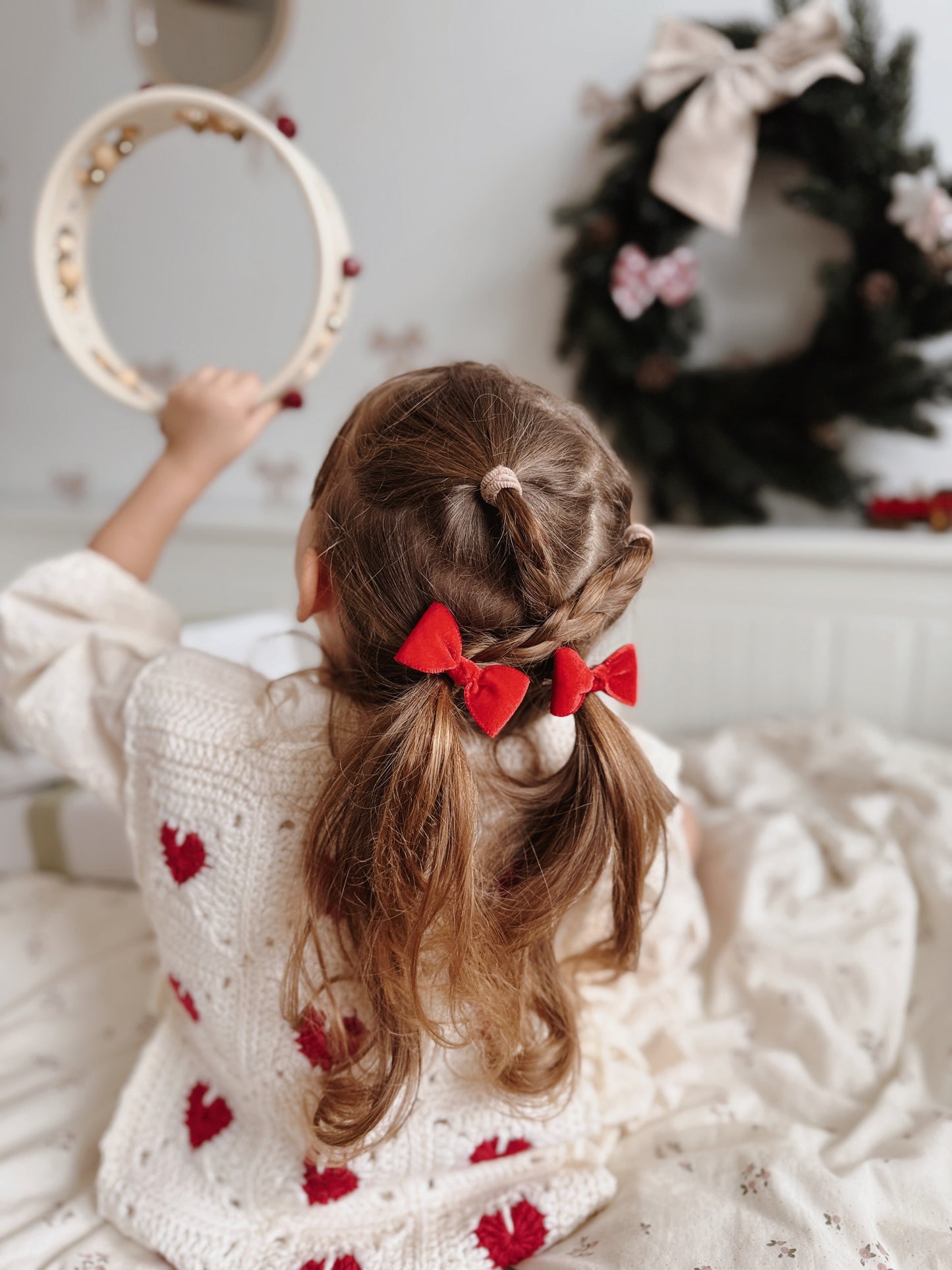 Knotted Pigtail Bows | Santa Velvet