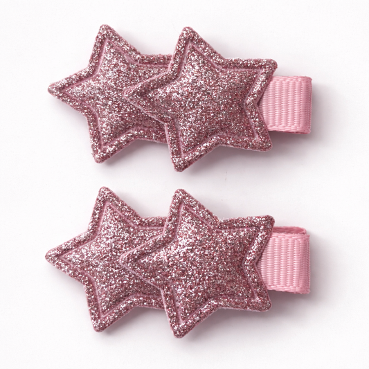 Star Clip Set | Rosè Glitter