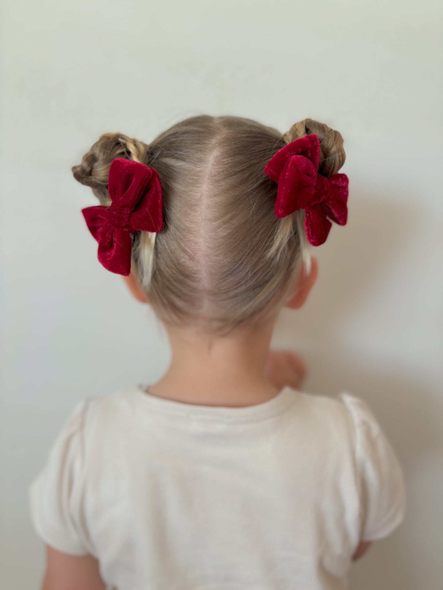 Petite Pinwheel Pigtail Bows | Red Velvet