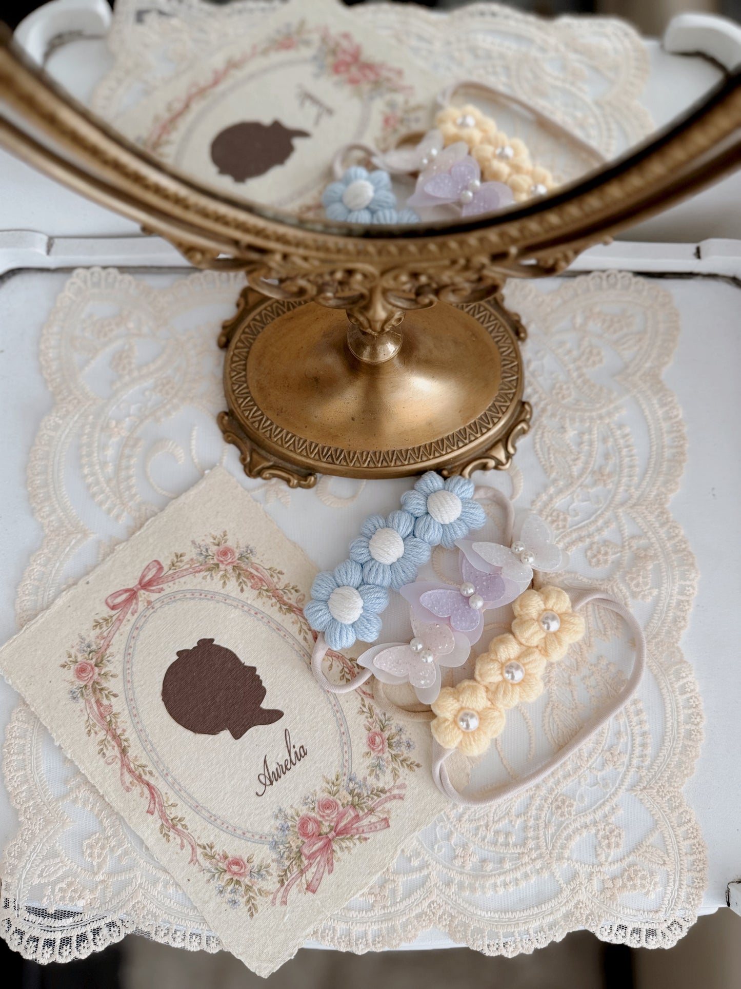Dainty Headband | Petite Soft Blue Daisies