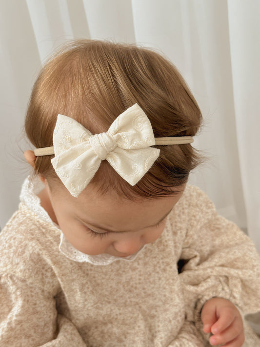 Petite Pinwheel Bow | Heritage Rose (Clip or Headband)