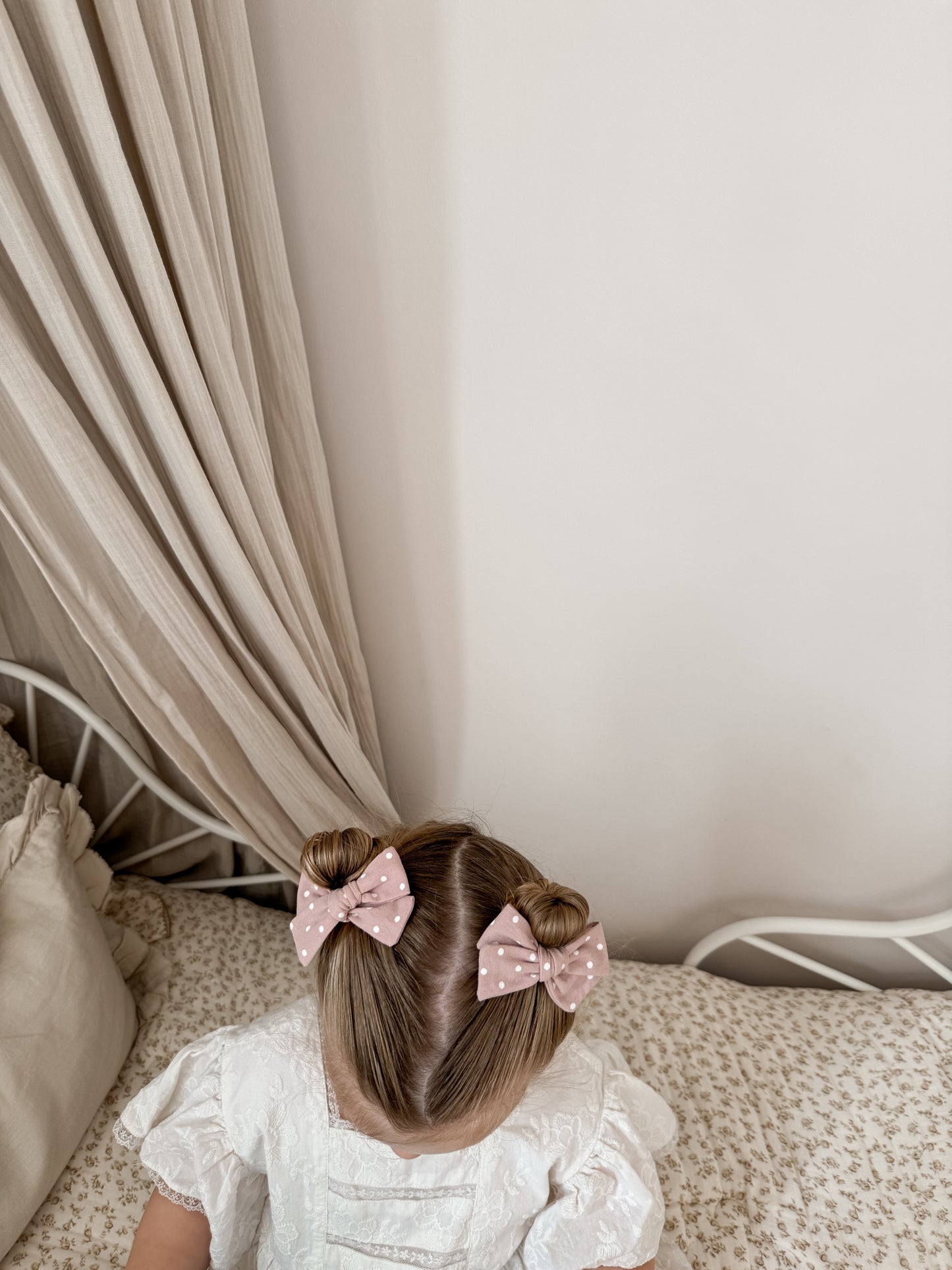 Classic Pigtail Bows | Rosey Mauve Dots
