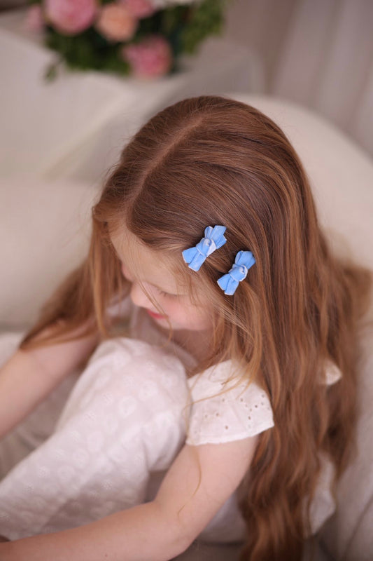 Mini Bow Clips | Cobalt Velvet