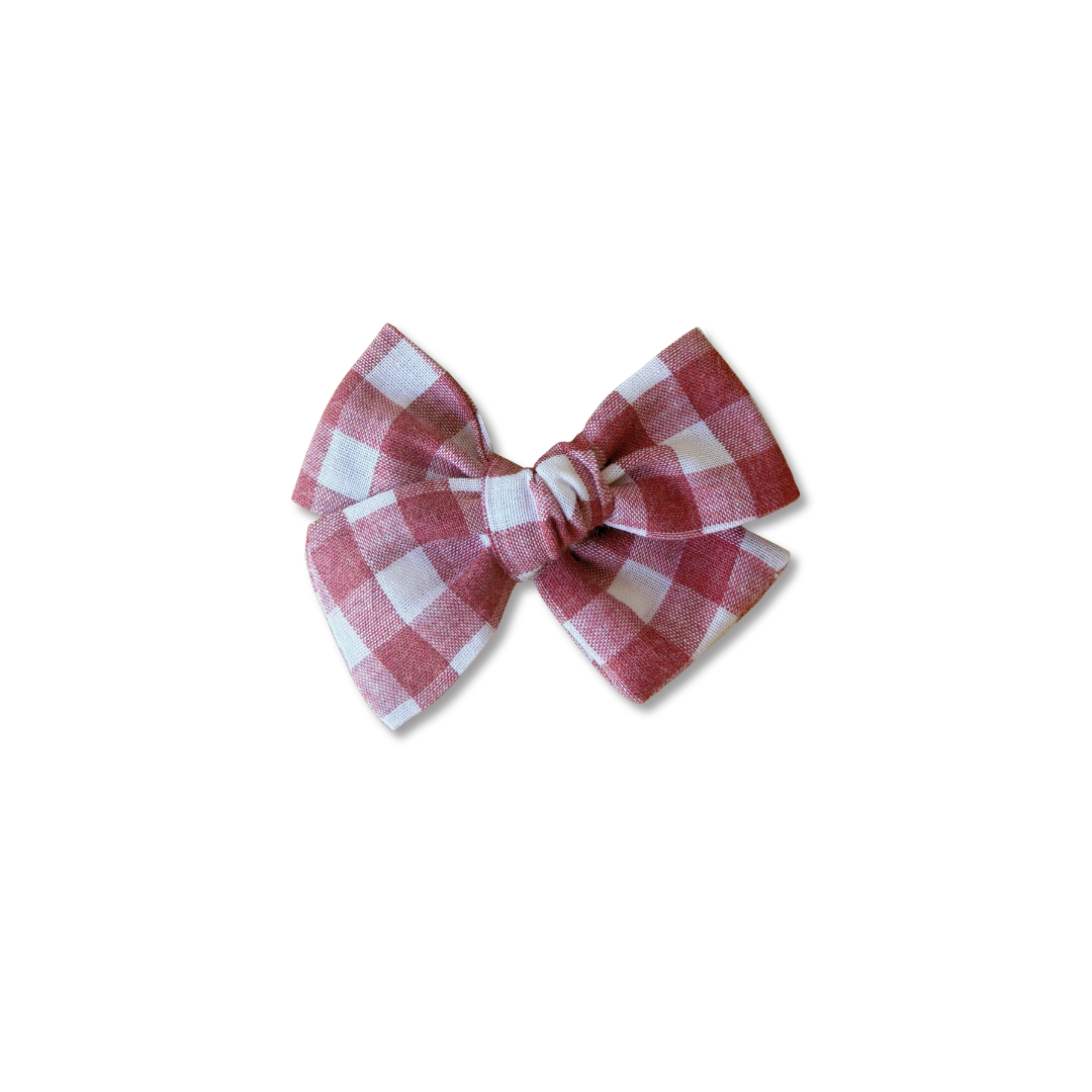 Petite Pinwheel Bow | Festive Check (Clip or Headband)
