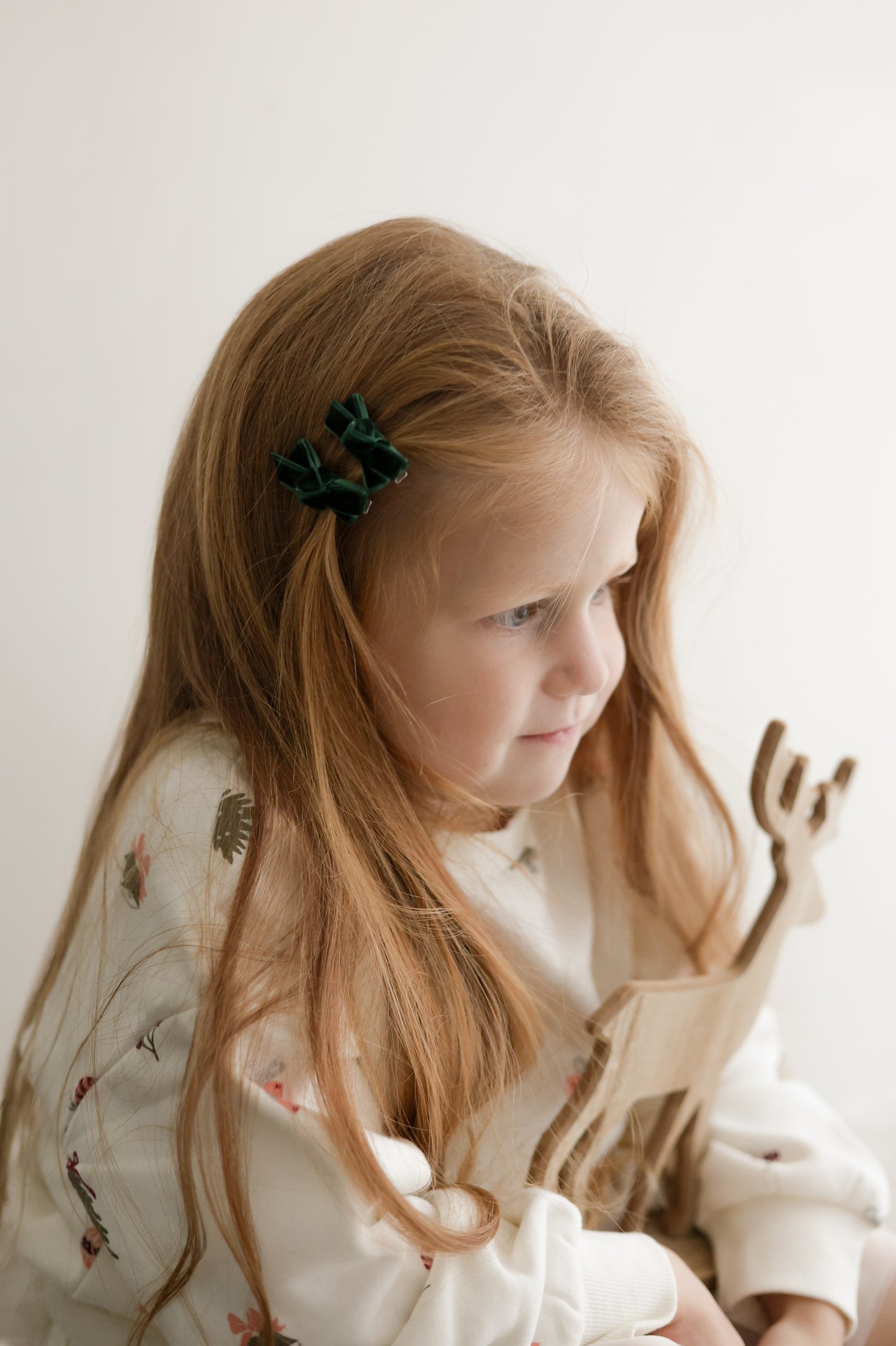 Mini Bow Clips | Emerald Velvet