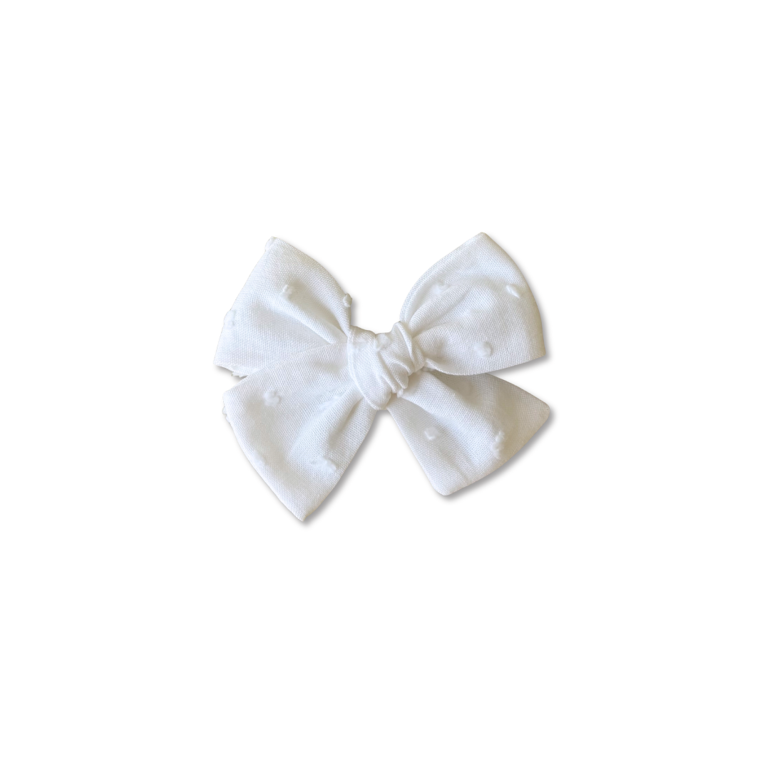 Petite Pinwheel Bow | Winter White (Clip or Headband