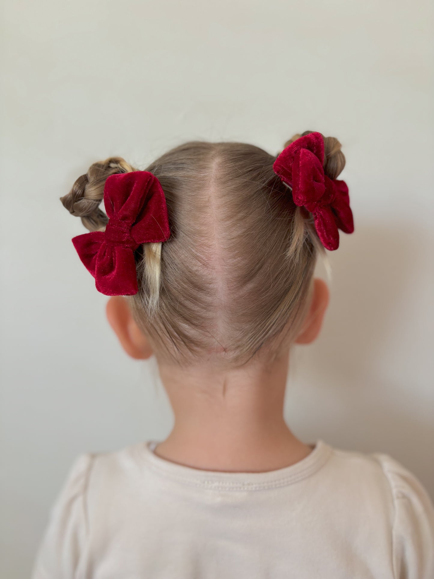 Petite Pinwheel Pigtail Bows | Red Velvet