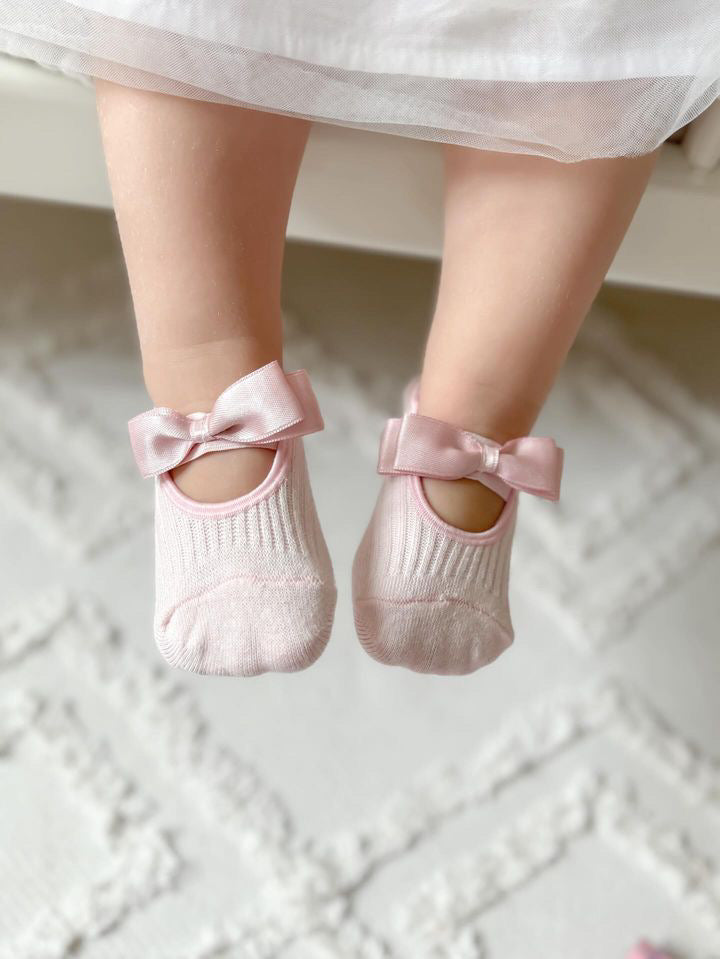 Satin Bow Socks | Petal Pink