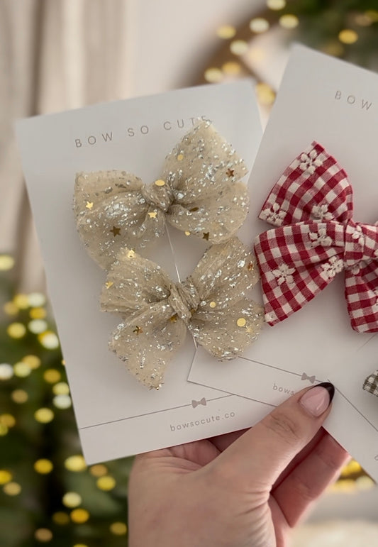 Petite Pinwheel Pigtail Bows | Stardust