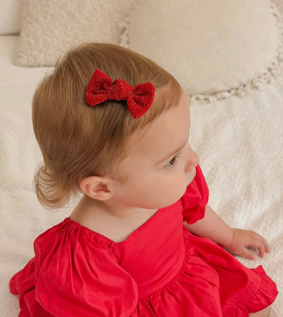 Knot Bow | Ruby Sparkle (clip or headband)