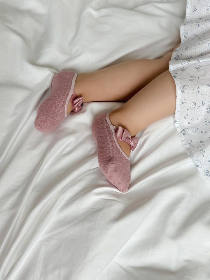 Satin Bow Socks | Dusty Pink