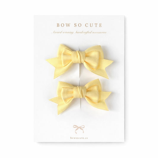 Little Bow Clips | Lemon Satin