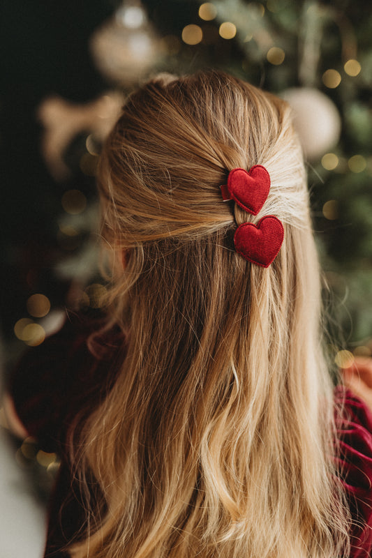 Clip Set | Wine Red Velvet Hearts