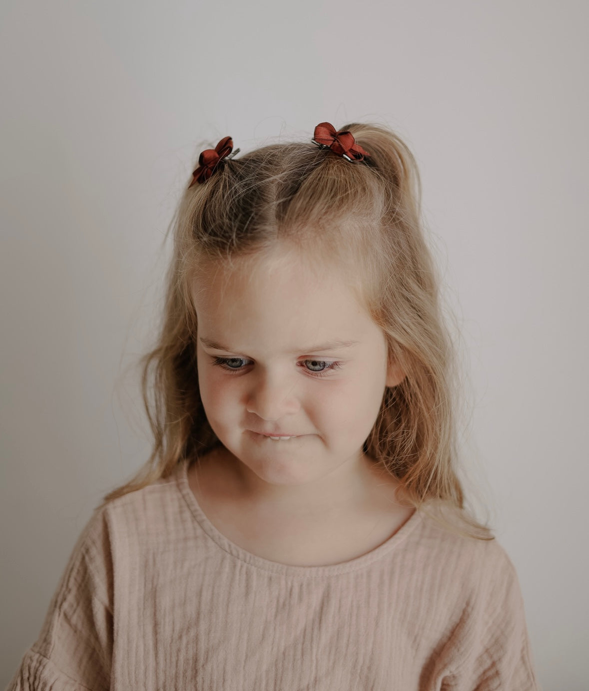 Mini Bow Clips | Walnut Satin