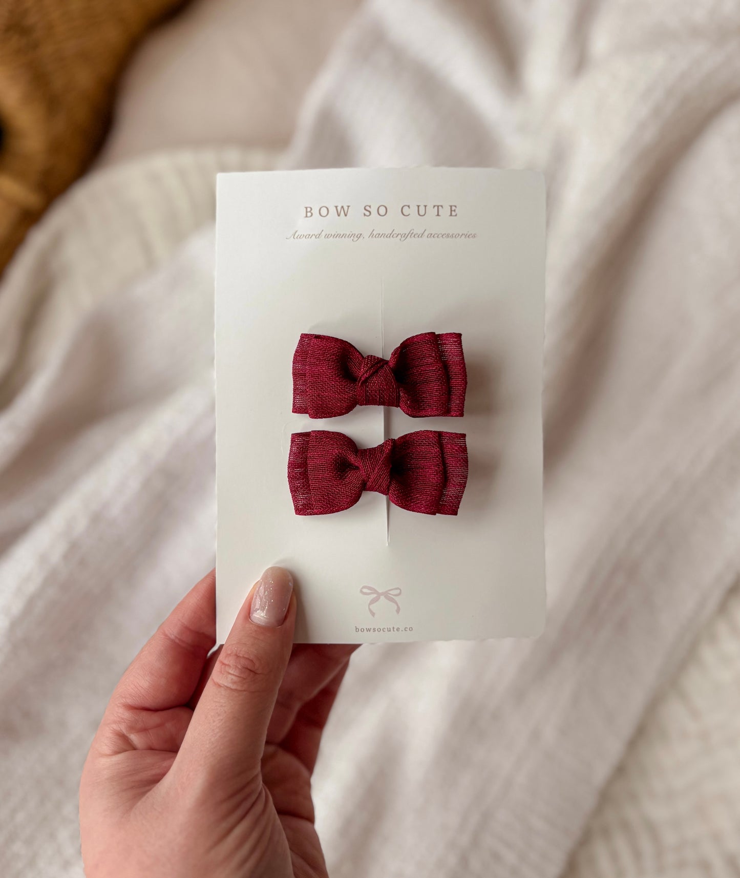 Petite Pigtail Bows (2pk) | Mulled Wine